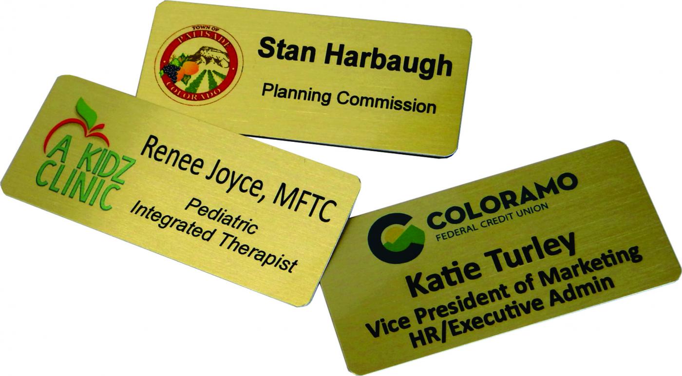 Gold Full Color Logo Name Tags