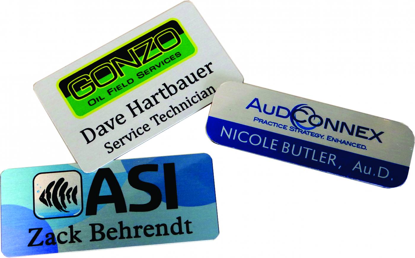 Silver Full Color Logo Name Tags