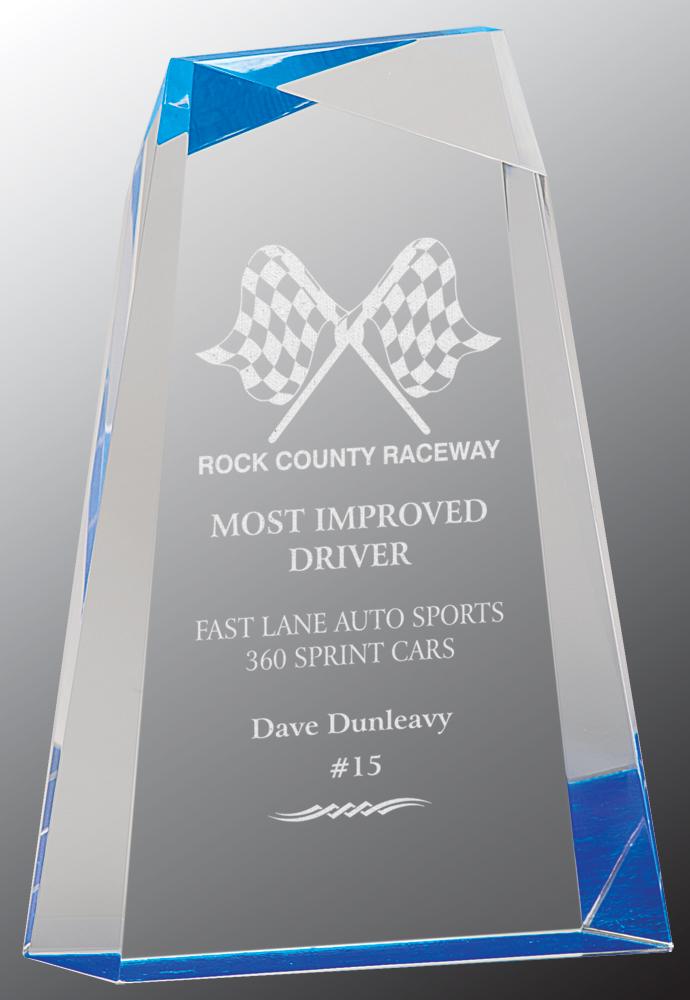 Wedge Facet Blue Acrylic 8"