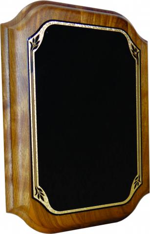 Scalloped Walnut Black Brass Plaque