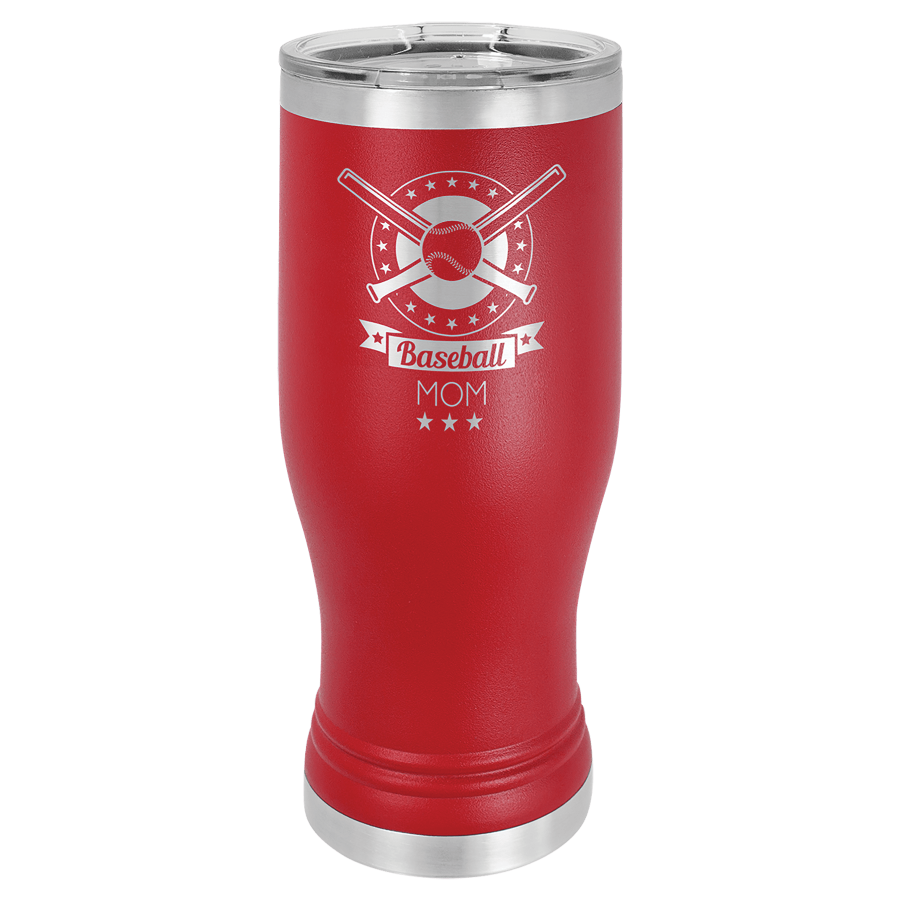 Red 20 oz. Polar Camel Pilsner with Clear Standard Lid