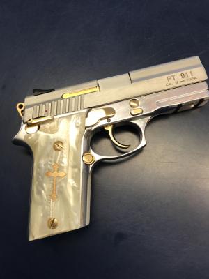Gun Grips with Gold Filled Cross